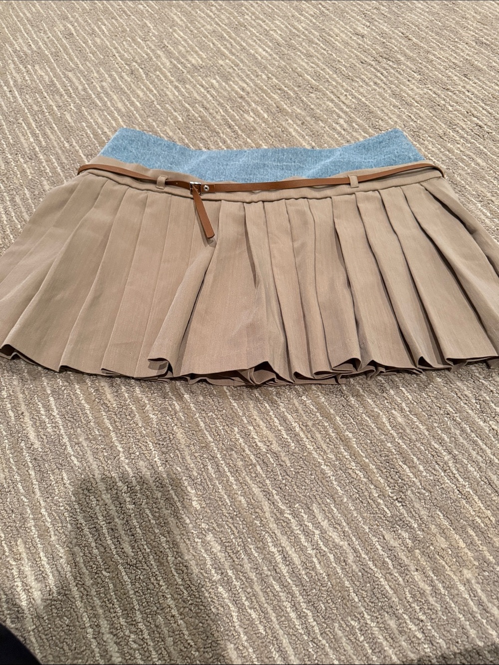 Khaki and denim skirt